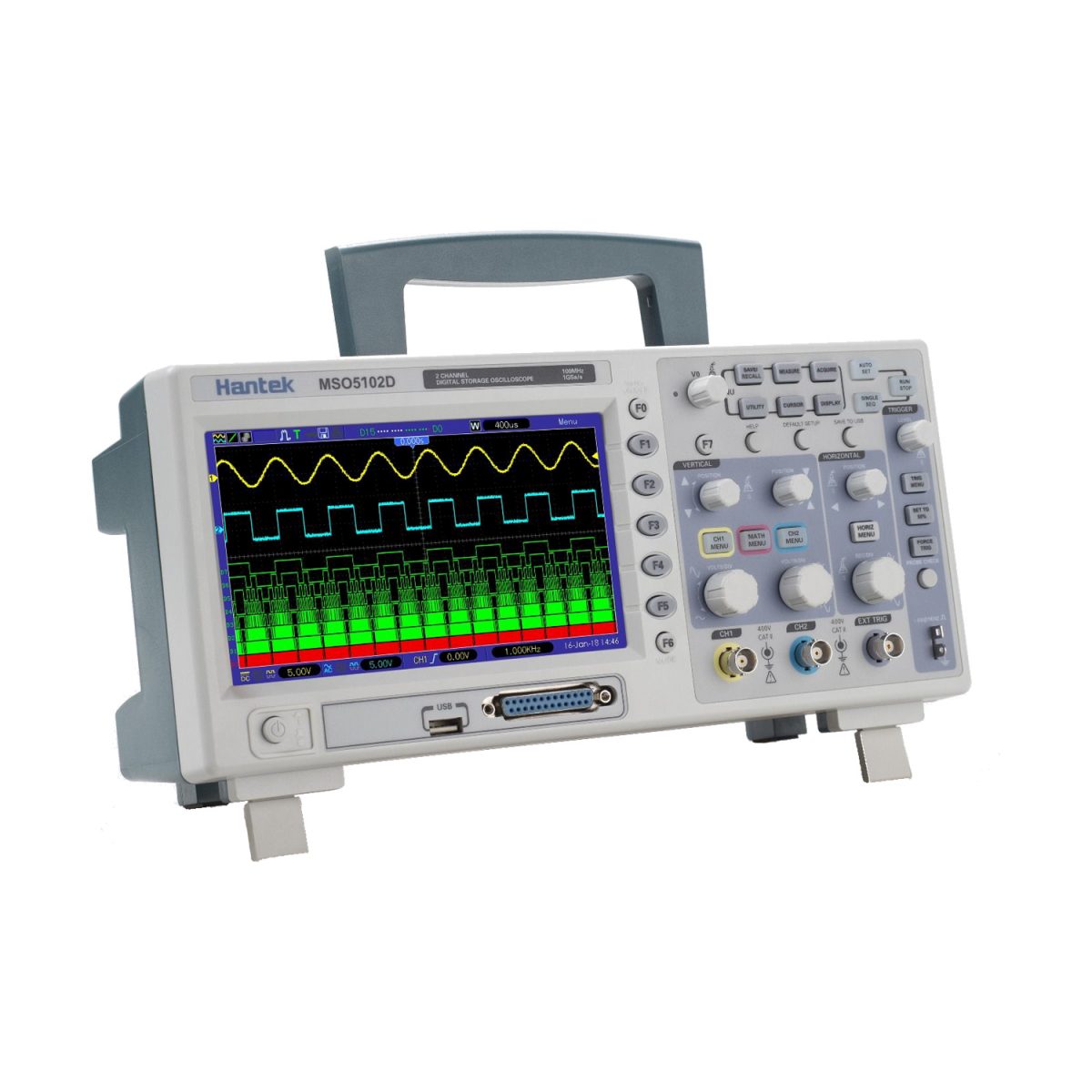 HANTEK MSO5102D 100MHz 2Channel Digital Oscilloscope + 16Channel Logic Analyzer