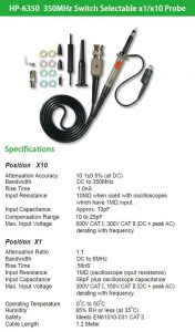 مشخصات فنی پراب اسیلوسکوپ 350MHz تایوانی HP-6350