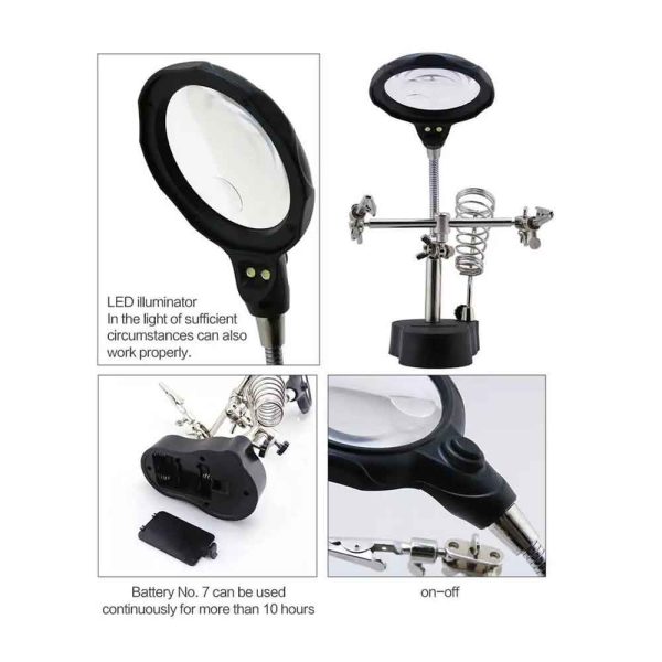 TE-801 Magnifier and PCB Holder with Soldering Iron Stand