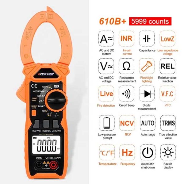 کلمپ آمپرمتر 1000A ویکتور مدل VICTOR 610B+