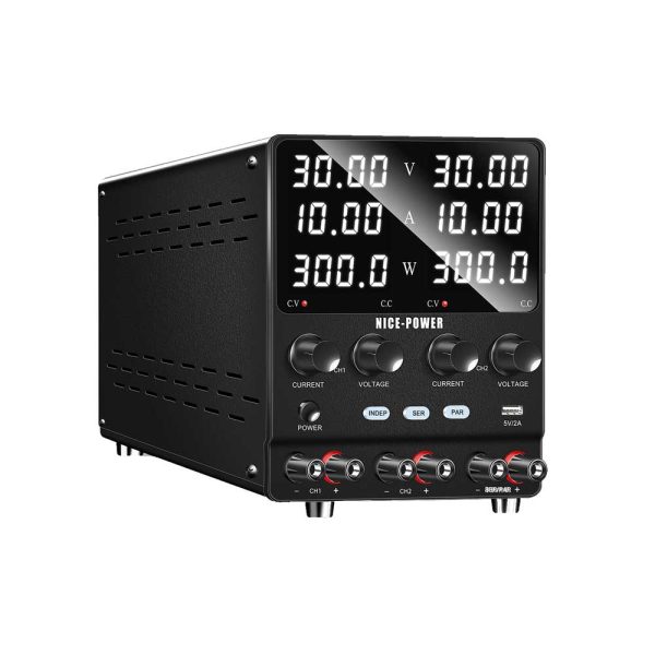 منبع تغذیه دوکاناله متغیر آزمایشگاهی 30V 10A نایس پاور مدل Nice-Power SPS3010-2KD