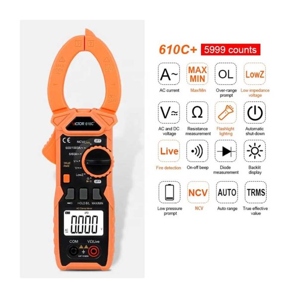 مولتی کلمپ متر AC تا جریان 1000A ویکتور مدل VICTOR 610C PLus