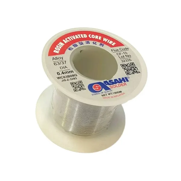 ASAHI 0.4mm WC63B08G Flux Code CF-10 ROSIN ACTIVATED CORE WIRE سیم لحیم 63-37 درصد آساهی با قطر 0.4 میلی متر