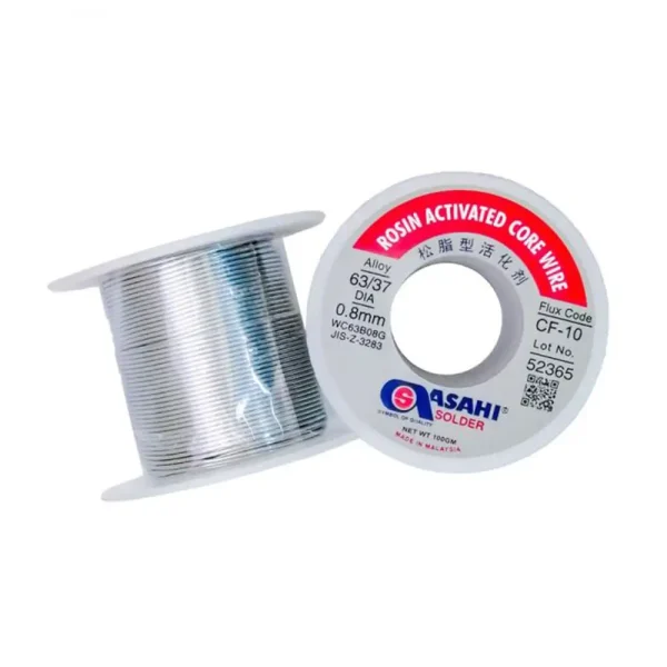 ASAHI 0.8mm WC63B08G Flux Code CF-10 ROSIN ACTIVATED CORE WIRE سیم لحیم 63-37 درصد آساهی با قطر 0.8 میلی متر