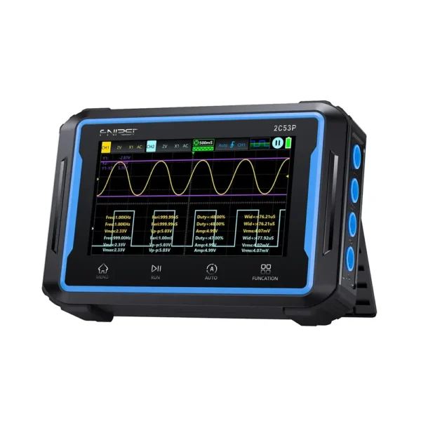 FNIRSI 2C53P Dual Channel Tablet Oscilloscope With Digital Multimeter and Function Generator