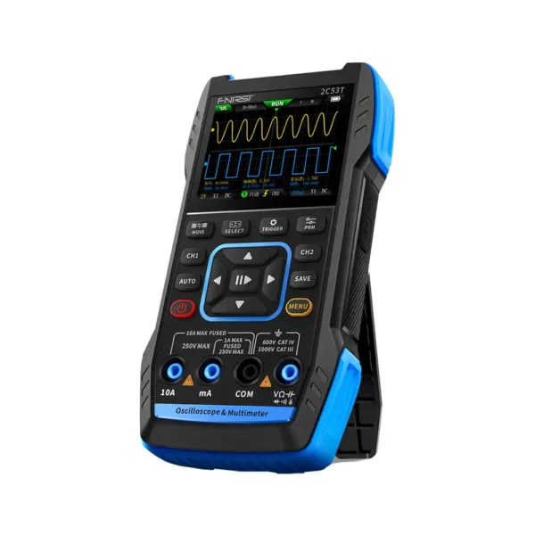 FNIRSI 2C53T Upgraded Handheld Oscilloscope, 50MHz Bandwidth, 3IN1 Digital Oscilloscope Multimeter DDS Generator, 250MS/s Sampling Rate, 19999 Counts, Voltage, Current, Capacitor, Resistor, Diode Test