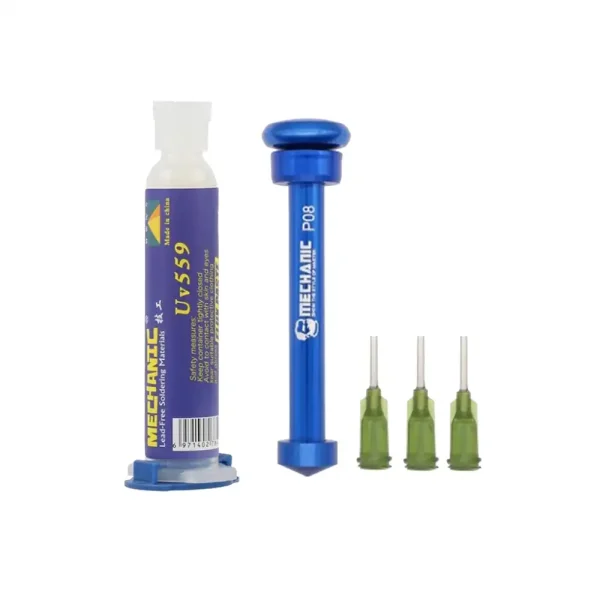 گریس فلاکس لحیم کاری مکانیک UV559 10cc همراه با ابزار تزریق فلزی