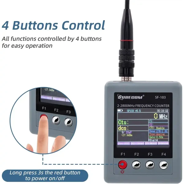 فرکانس کانتر قابل حمل شورکام مدل SURECOM SF-103 مناسب اندازه گیری و تعمیر دستگاه های رادیویی VHF و UHF