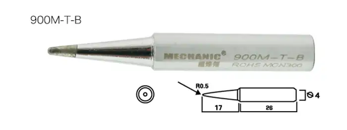 ابعاد نوک هویه هیتری ضخیم مناسب قطعات DIP برند مکانیک مدل MECHANIC 900M-T-B Lead Free