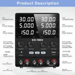 منبع تغذیه آزمایشگاهی 2 کاناله 30V 5A نایس پاور SPS305-2KD