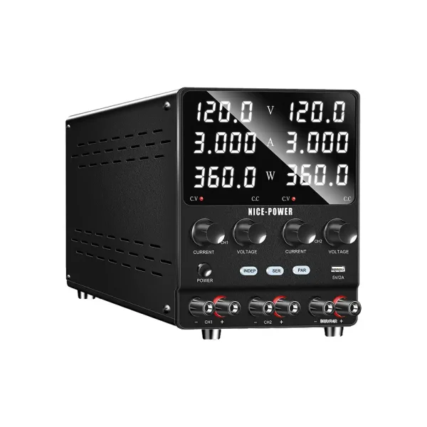 منبع تغذیه دو کاناله متغیر آزمایشگاهی 120 ولت 3 آمپر مدل SPS1203-2KD