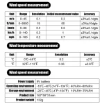 VICTOR VC816M Digital Wind Speed Meter Specifications