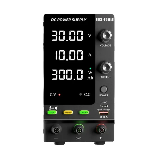 منبع تغذیه متغیر آزمایشگاهی + شارژر باتری نایس پاور 30~0 ولت 10~0 آمپر نایس پاور NICE-POWER SPPS-C3010C